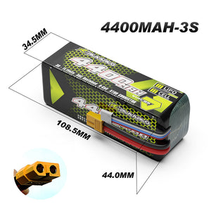 RLAARLO 3S 4400 mAh 11.1V Li-Po Battery XT60 Plug