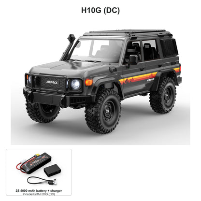 MJX H10G (DC) Black car with lower-left inset of included 2S 5000 mAh battery and charger