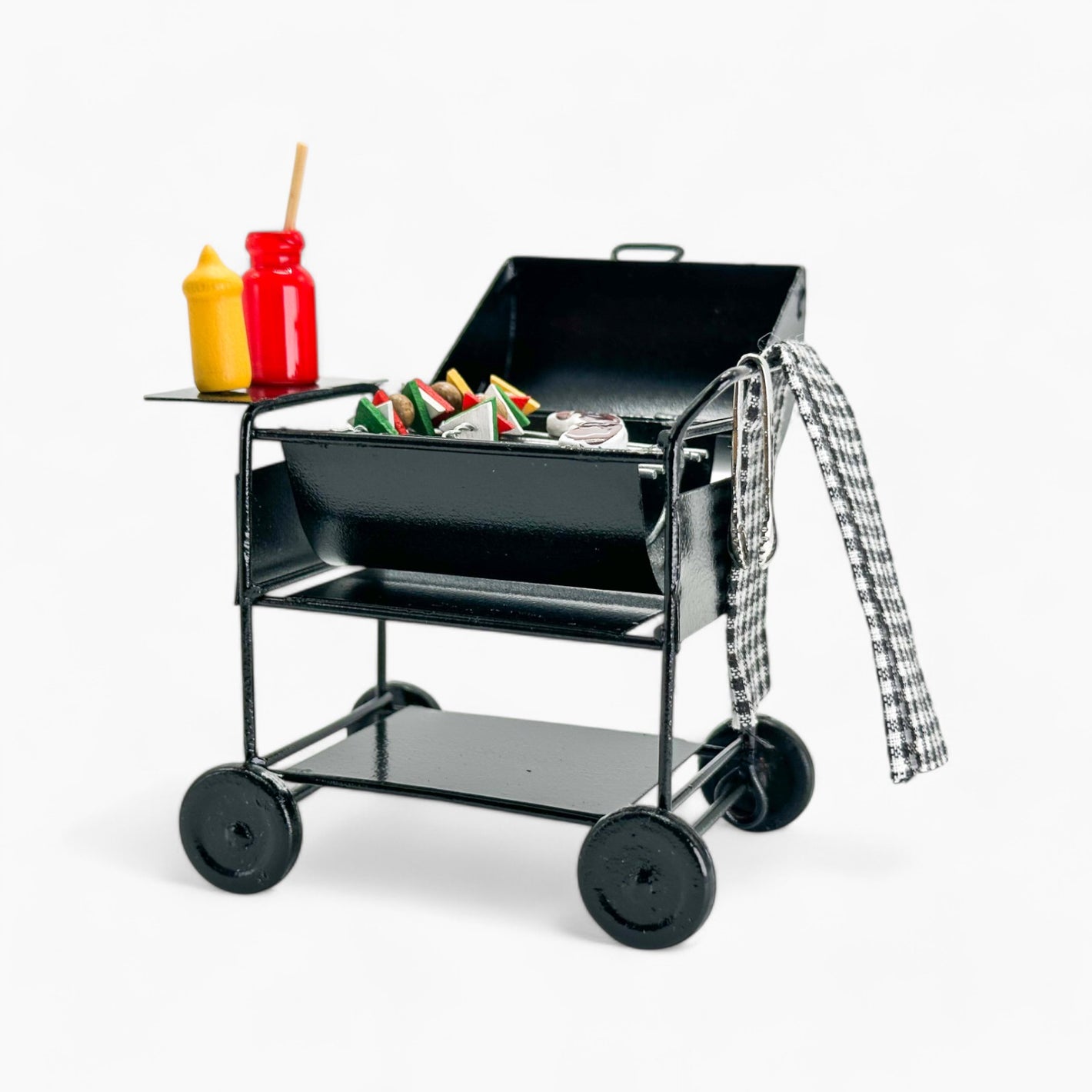 Mini Black Barbecue Car And Food for 1/10 Scale