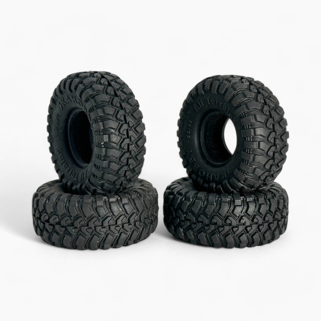 1.0 Inch Butyl Rubber Tires with Foam (56 x 22mm) for 1/18 Scale