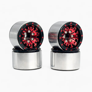 1.0 Inch Aluminum Alloy Beadlock Wheel Rims (Red) for TRX-4M