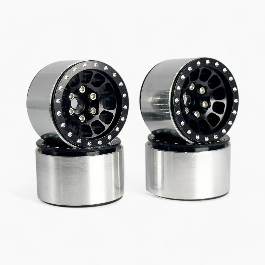 1.0 Inch Aluminum Alloy Beadlock Wheel Rims (Black) for TRX-4M