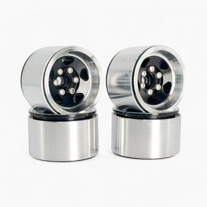 1.0 Inch Aluminum Alloy Beadlock Wheel Rims (Black/Silver) for TRX-4M